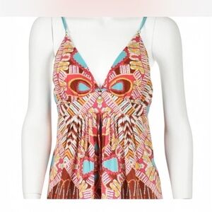 Oscar de la Renta Red and Orange Bustier Camisole Dress NWOT